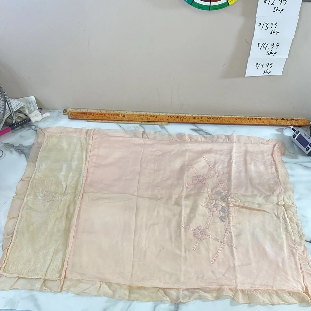 Vintage 60s The JS Hudson Co Zip up‎ Silk Swaddle Blanket Set Baby Pink Ruffle